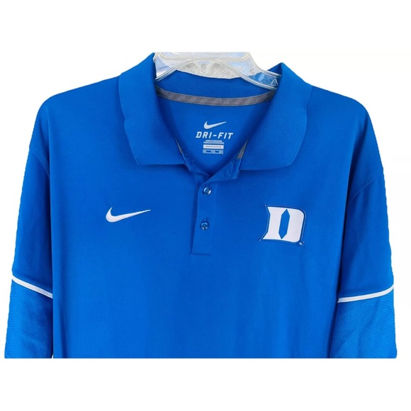 Duke Blue Devils Shirt Mens XXL Blue Nike Dri Fit Stretch Performance Polo - Picture 3 of 5